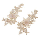 2 Pack Flower Embroidered Appliques Lace Fabric Ribbon Trim Patch Embroidery