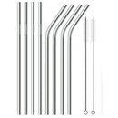 Reusable Metal Drinking Straws Set of 8 with 2 Free Cleaning Brush Included D1Z2