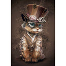 5D Diy Full Round Diamond Painting Mosaic "Cat Wearing Hat" Diamond Rhinest P5Z7