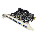 PCI-E Expansion Card for Desktop PC 5 Ports USB 3.0 HUB Adapter Extender A