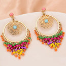 Women Boho Colorful Carving Hollow Ear Drop Dangle Beads Piercing Earring Deluxe