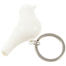 Duo Wood House Sparrow Bird Key Ring + Key Holder + Whistle - White+Yellow  V3B9