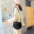 Fashion Crossbody Bag Women Leather Shoulder Messenger Saddle Bags (Black)