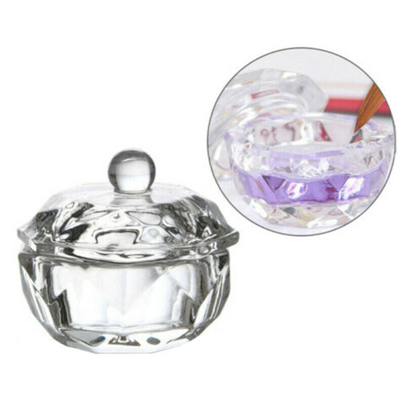 2pcs Glass Crystal Bowl Cup Dappen Dish Arcylic Nail Art Liquid Powder Con HYK
