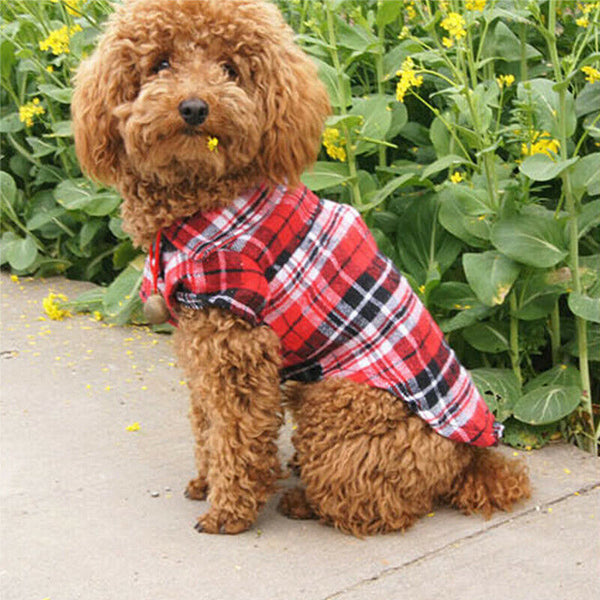 Smart Pet Costumes Dog Puppy Plaid T-Shirt Blouse Coats Jacket Clothing SweaS8V2