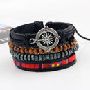 Unisex European Fashion Multicircle Woven Compass Wooden Beads Bracelet