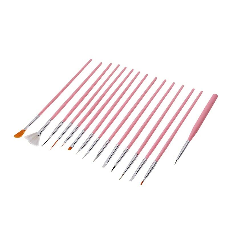 Set of 15 brushes for nail , pink R5T8