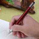 Multifunctional Screwdriver Blue Ink Ballpoint Pen Level Ruler Pen(Red)
