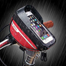 Bike Front Frame Touch Screen Waterproof Phone Bag Top Tube Pannier (Red)