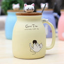 New sesame cat heat-resistant cup color cartoon with lid cup kitten milk co C4J6