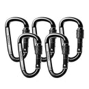 5 Pack Outdoor Carbon Steel D Shape Screw Locking Climbing Carabiners 30KN