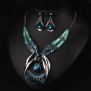Crystal Choker Chunky Statement Pendant Bib Necklace Earring Jewelry Set