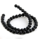 Strand Lava Stone beads loose beads ball 12 mm black C4D6