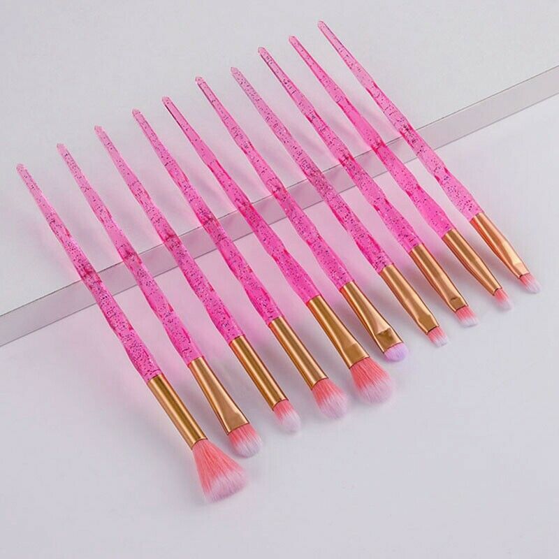 10Pcs Diamond Handle Makeup Brushes Set Crystal Spiral Handle Foundation Bl J6Z9