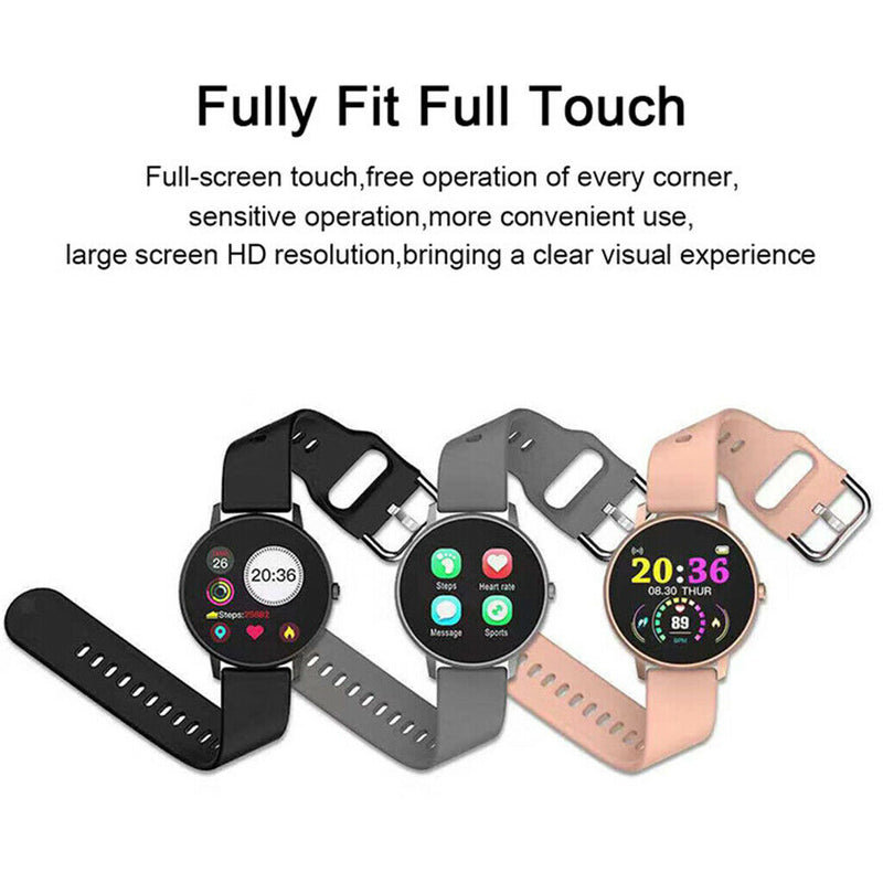 Smart Watch Waterproof Heart Rate Monitor Sports Wristwatch Golden Leather
