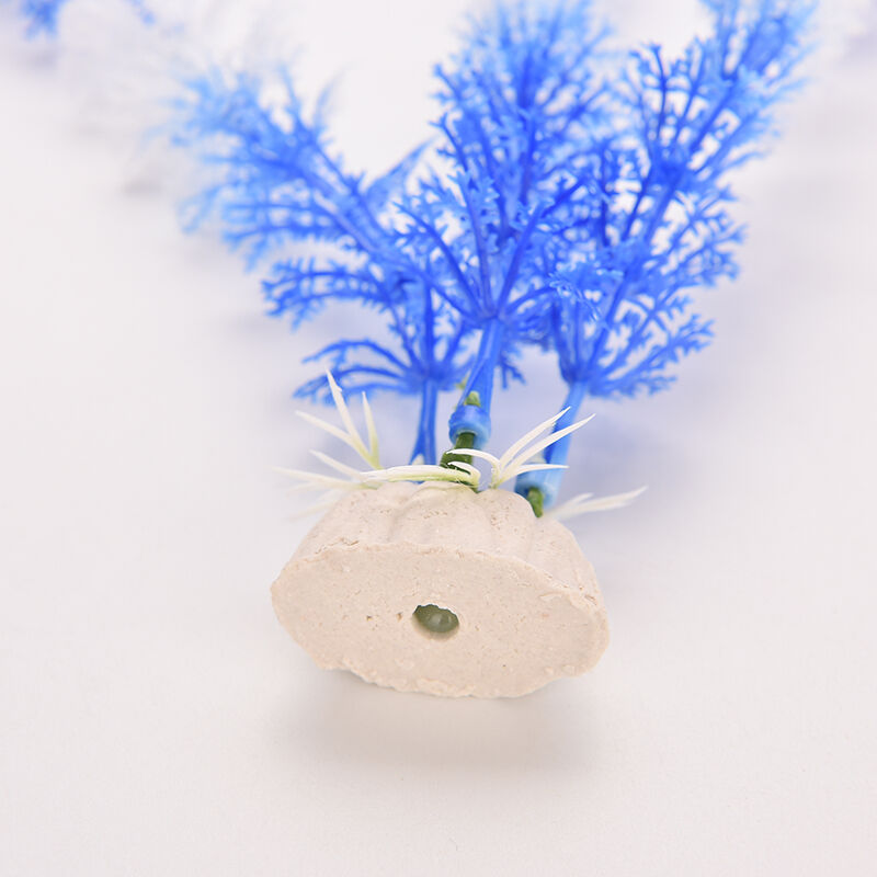 White Blue Plastic Grass Underwater Ornament for Fish TankBX
