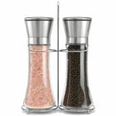 Premium Stainless Steel Salt and Pepper Grinder Set With Stand - Tall Salt