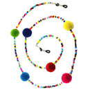 Multicolor Plush Ball Beads Beaded Eye Glass Chains Eyeglass Necklace Holder