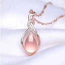 Fashion Women Opal Crystal Cat's Eye With Chain Pendant Necklace Jewelry Gift
