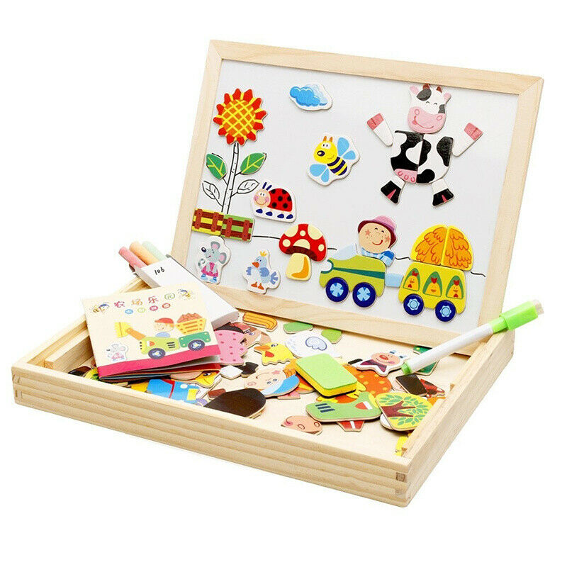 Kids Magnetic Drawing Board Wooden Children Puzzles Educational Puzzle T HTR