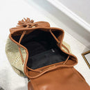 Leather Woven Backpacks Women Tassel Flap Schoolbags Knapsack (Light Brown) A
