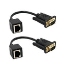 2x VGA Extender to CAT5 RJ45 Cable Adapter 15Pin Male to Rj45 Female