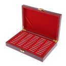 Wood Coin Display Box for 50 Coins, with Coin Gaskets for Protection - Wooden