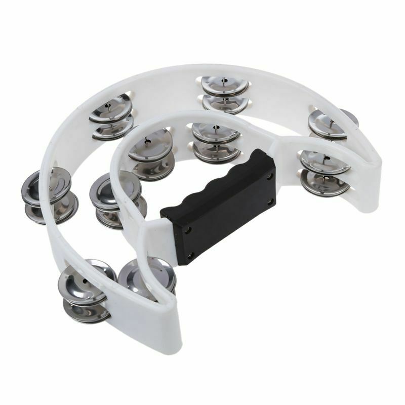 Double Row Jingles Half Moon Musical Tambourine Percussion Drum White Party