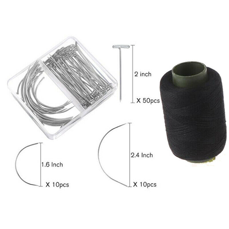 71pcs/set T Pins C Needles Wig Sewing Cord Holding Hair Extender Wig Blockin Gw
