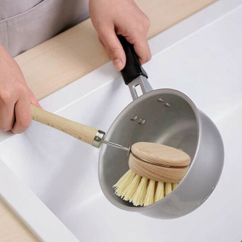 Plant Based Cleaning Brush Set 4 Piece, Beech Wood and Coconut Bristle Wood C9D6