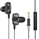 A4 3.5mm Wired In-Ear Earphone Volume Control Music Earbud with Mic (Black)