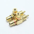 2Pcs RCA Audio Splitter Plug Socket RCA Adapter Converter 1 Male to 2 Fe ZFA