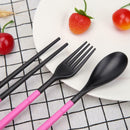 Portable Travel Set ABS Plastic Tableware 3 Piece Set Folding Combination