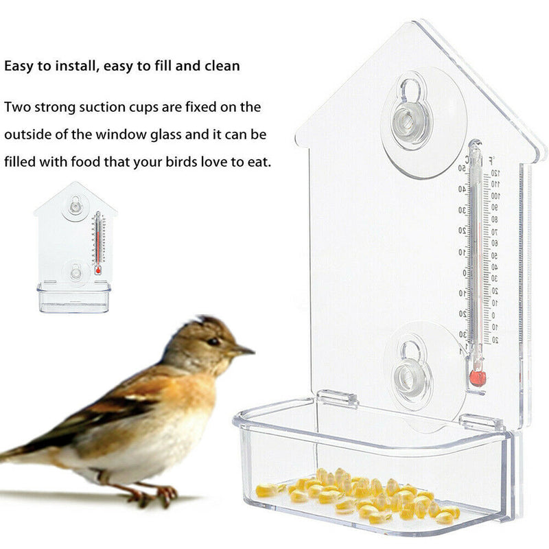 Transparent PVC With Thermometer Home Pet Supplies Practical Window Bird Feeder