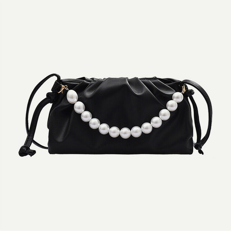 Women Irregular Handbag Alligator PU Chain Crossbody Underarm Bags (Black) A