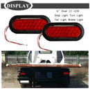 2Pcs 6 Inch Oval Red 22 LED Truck Taillight Transparent Reversing Tail Ligh