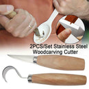 2X Wood Spoon Carving Cutter Set Stainless Steel Crooked Hooked Cutter Tool