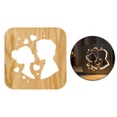 Creative Wooden Carving LED Desk Lamp USB Charging Port Night Light for Wedding