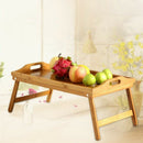 Natural Bamboo Breakfast Serving Tray with Handle Serving Breakfast in Bed