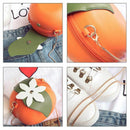Fruit Orange Shaped Women Pu Leather Clutch Purse Cross Body Bag