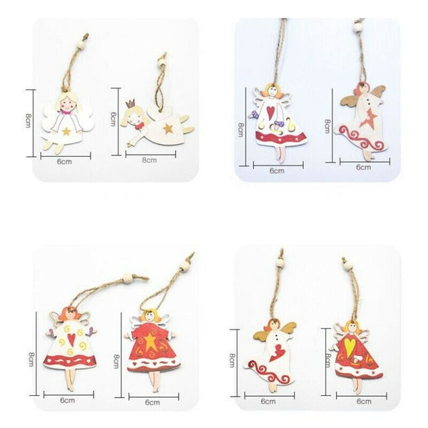 1 Set 8Pcs Christmas Tree Decorations Ornaments Wooden Printing Ornaments M K5N9