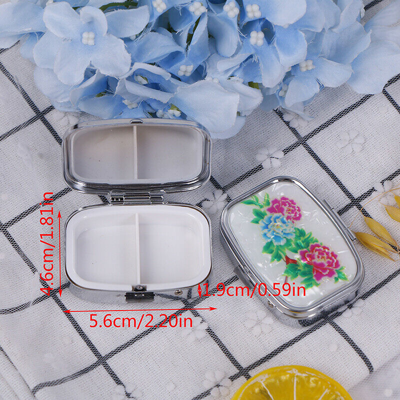 Square Metal Folding pill case Medicine Organizer Pill Box Storage Container Hn