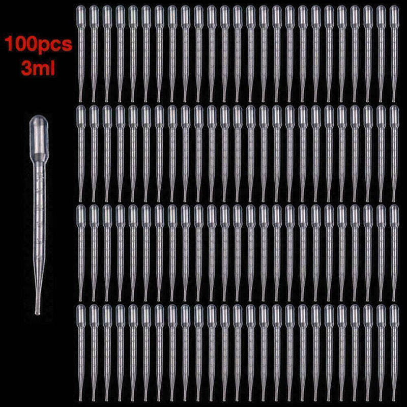 100PC 3ML Disposable Plastic Eye Dropper Set Transfer P Graduated  Pipettes J0P2