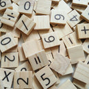 100 Wooden Digital Scrabble Tiles Black Symbol & Numbers For Crafts Wood
