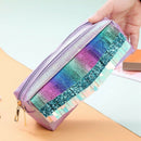 1 Pcs Novelty Glitter Scale Tassel Pu Pencil Case Double Zipper Large Capac