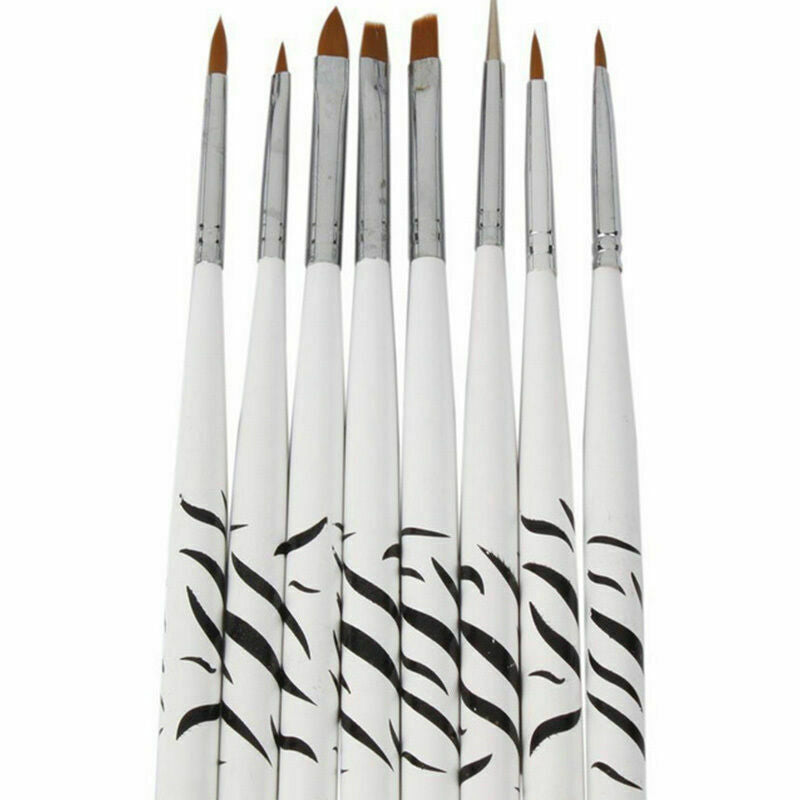 8 PCs nail art pen brush gel acrylic painting drawing dotting C4V6 p liner P6Q1
