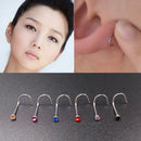 Mix Colors Rhinestone Nose Studs Screw Ring Bone Bar Body Piercing  JR