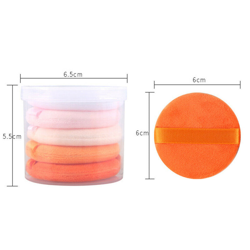 5Pcs Cotton Makeup Powder Puff with Rayon Ribbon Blush Powder Blending Puff