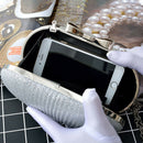 Wedding Bridal Beaded Women Evening Bag Chain Shoulder Handbags Elegant Rhi