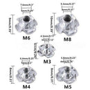 120pcs Threaded Nuts Entry Thread Drive Nut M3 M4 M5 M6 M8 FT